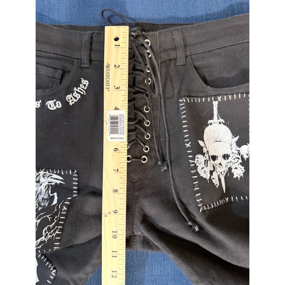 Widow Dolls Kill Black Lace Up Skinny Pants M Gothic Metalcore Grunge Witchy Alt - Picture 4 of 8